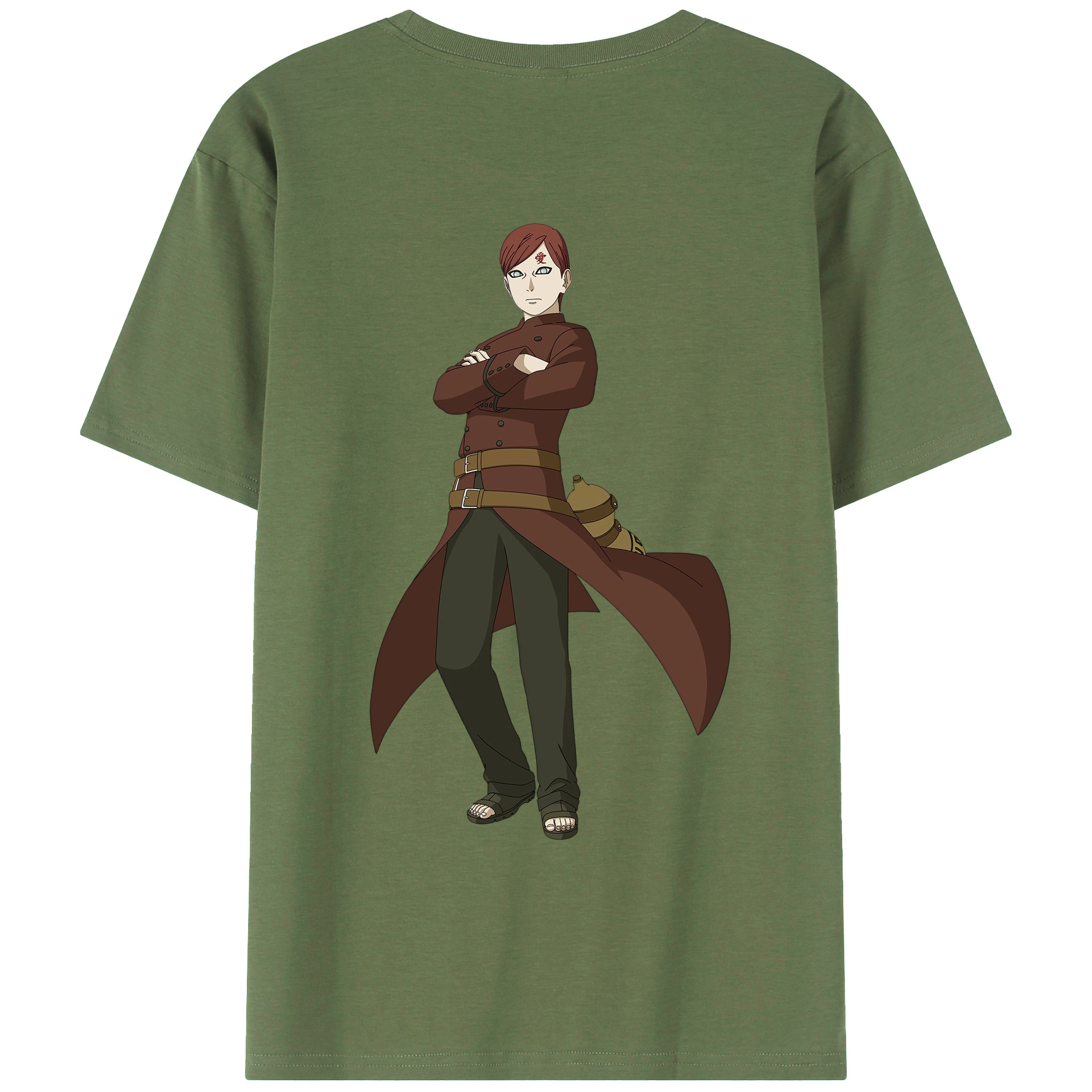 NARUTO -ナルト- ガアラ Gaara 綿100％ メンズ半袖Tシャツ（バックプリント） 通気性